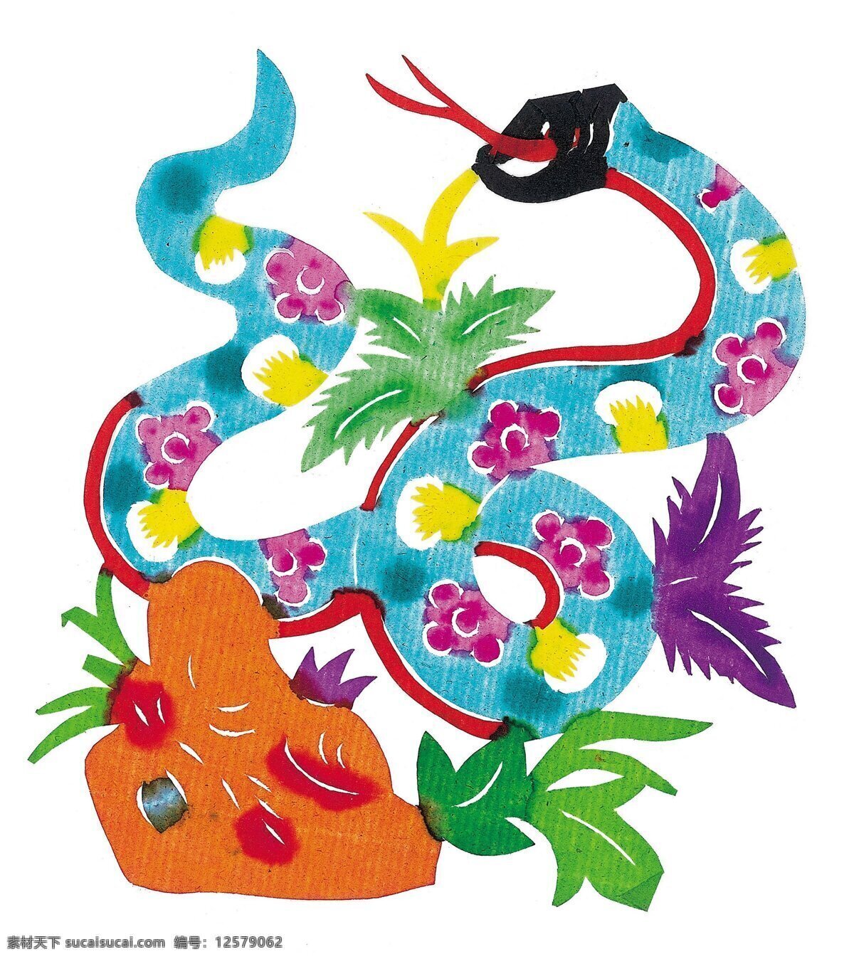剪纸蛇 剪纸 艺术 插画 卡通 插图 传统艺术 图案 彩色 生肖 蛇 剪纸艺术 文化艺术 传统文化