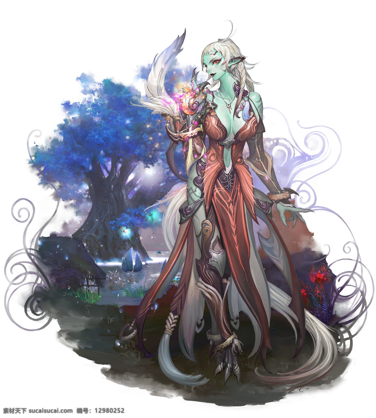 cg 动漫 动漫动画 动漫人物 光晕 魔幻 手绘 魔 族 女 法师 设计素材 模板下载 魔族女法师 魔族 星空 唯美 永恒之塔 布甲 海报 手绘海报