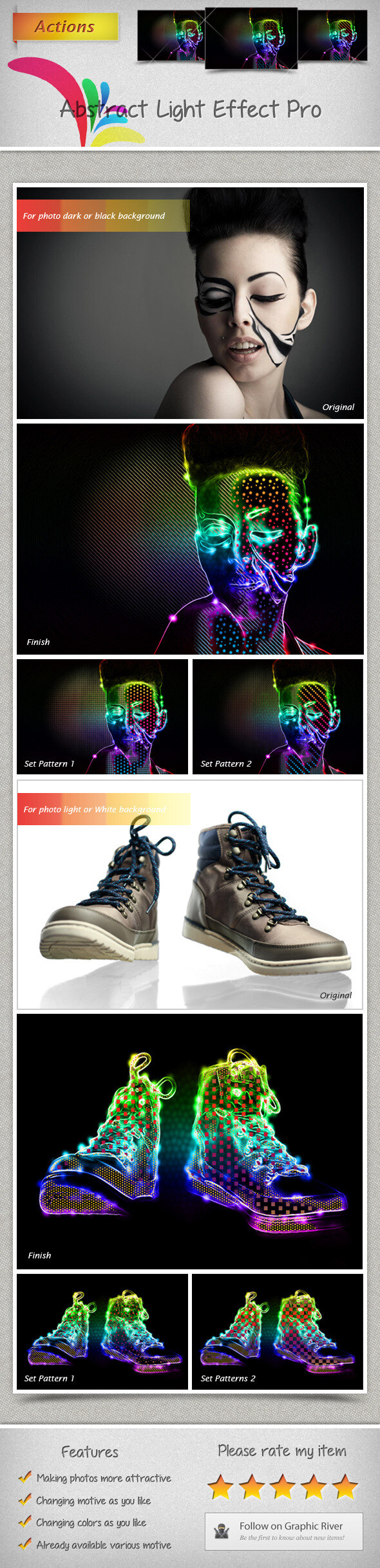 数码照片 添加 绚丽 光线 效果 动作 ps动作 ps素材 abstract light effect pro actions 绚丽光线 梦幻光线 绿色光线 蓝色光线 光线轮廓 唯美光线