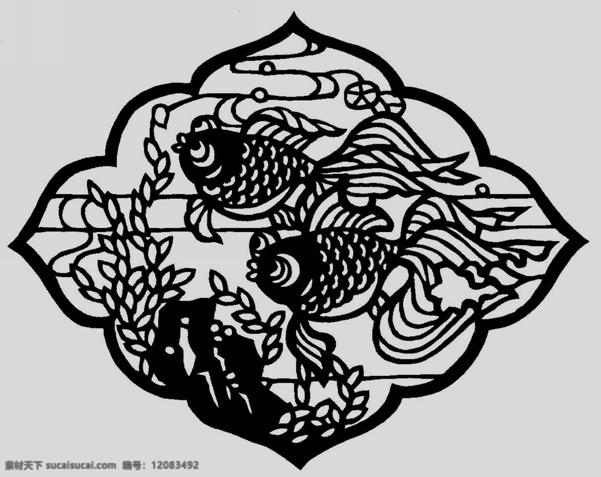 小 金鱼 剪纸 剪纸艺术 小金鱼剪纸 中国传统剪纸 民间 素材图片 文化艺术