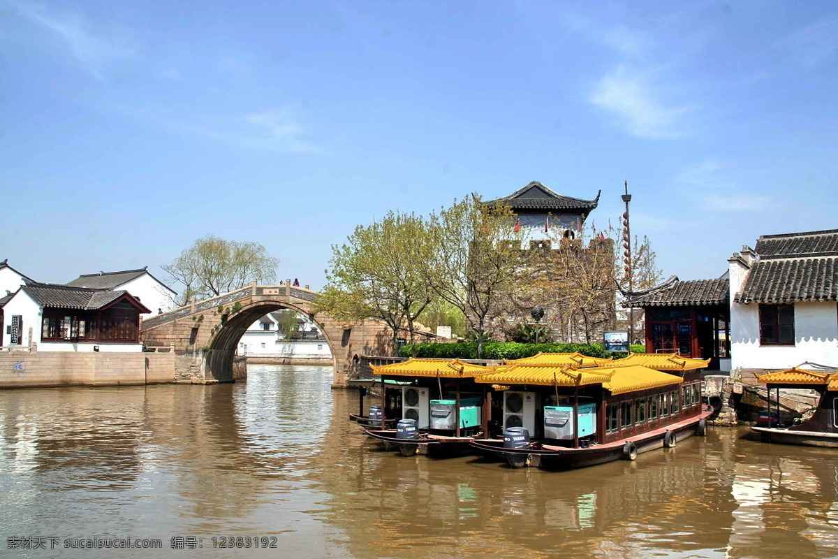 苏州枫桥景区 江苏 苏州 枫桥 城门 寒山寺 小桥 流水 人家 江南 小船 古桥 枫桥夜泊 著名旅游景点 建筑景观 自然景观