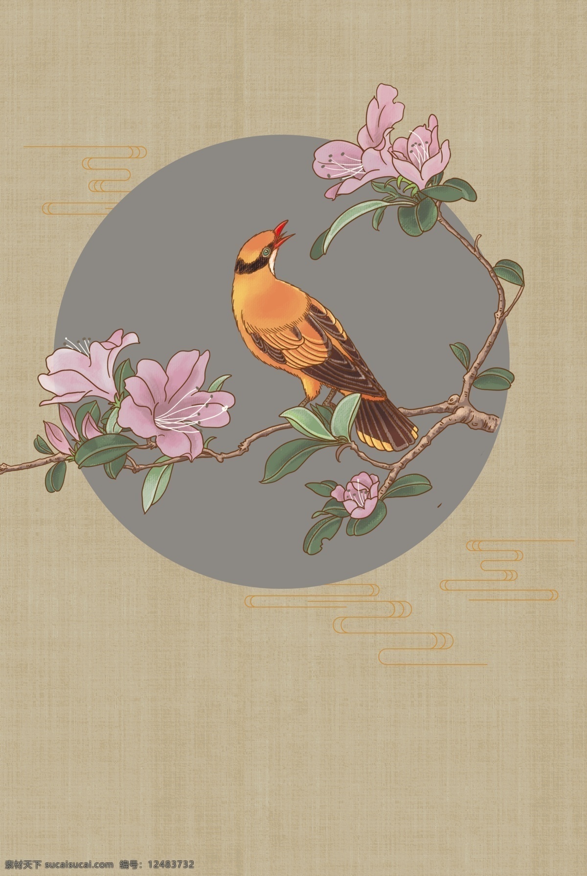 古典 大气 中国 风 花卉 工笔画 背景 海报 花朵 海报背景模板 传统海报 古风 中式海报背景 中国风