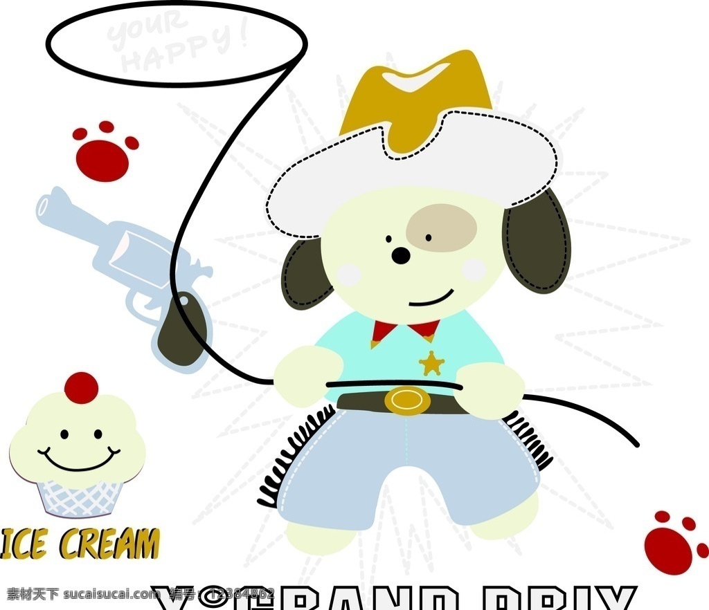 男童印花 卡通图案 英文字 小狗 英文 可爱印花 冰淇淋 服装设计