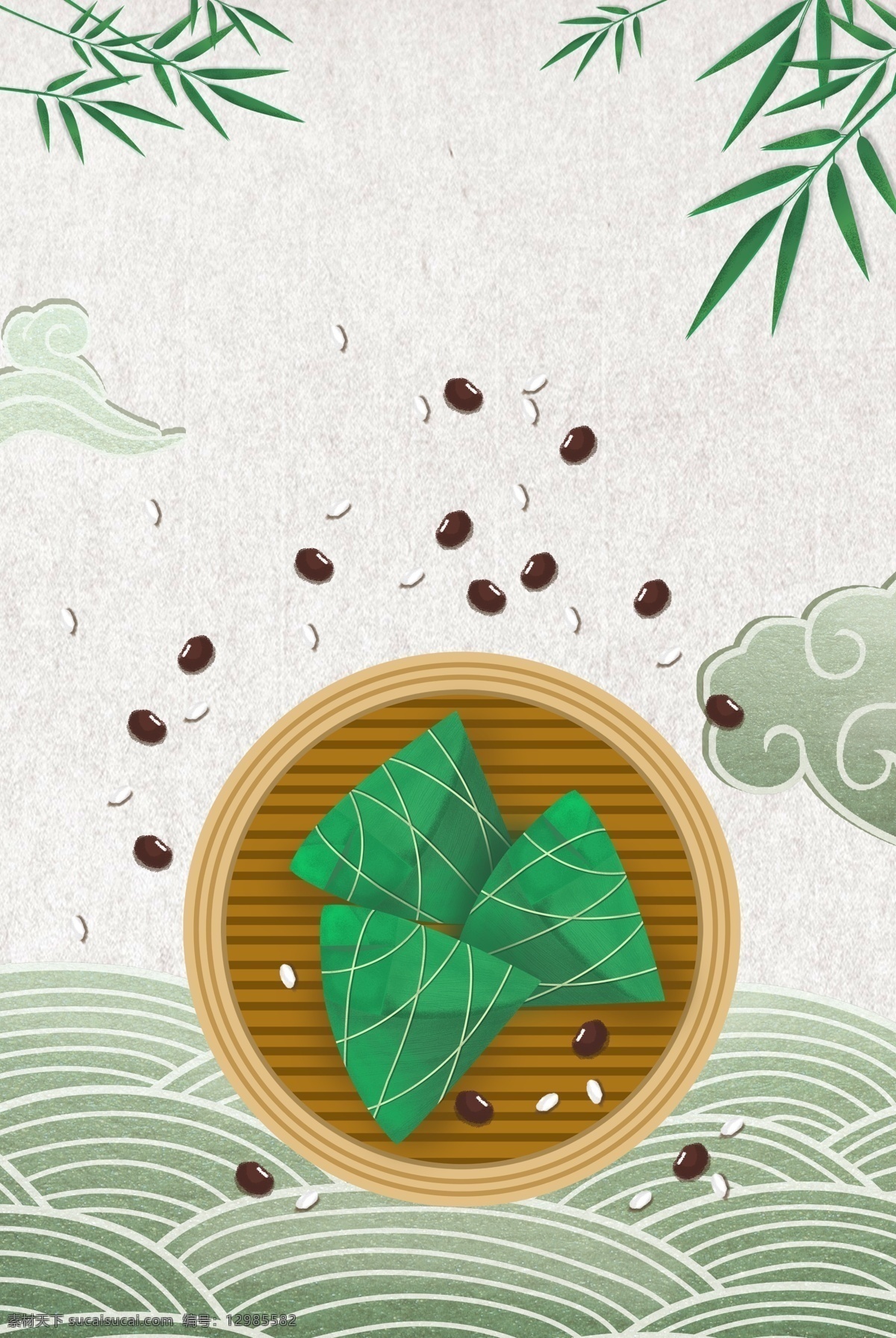 中国 风 端午节 粽子 海报 绿色 中国风 传统文化 传统佳节 宣传 广告 背景