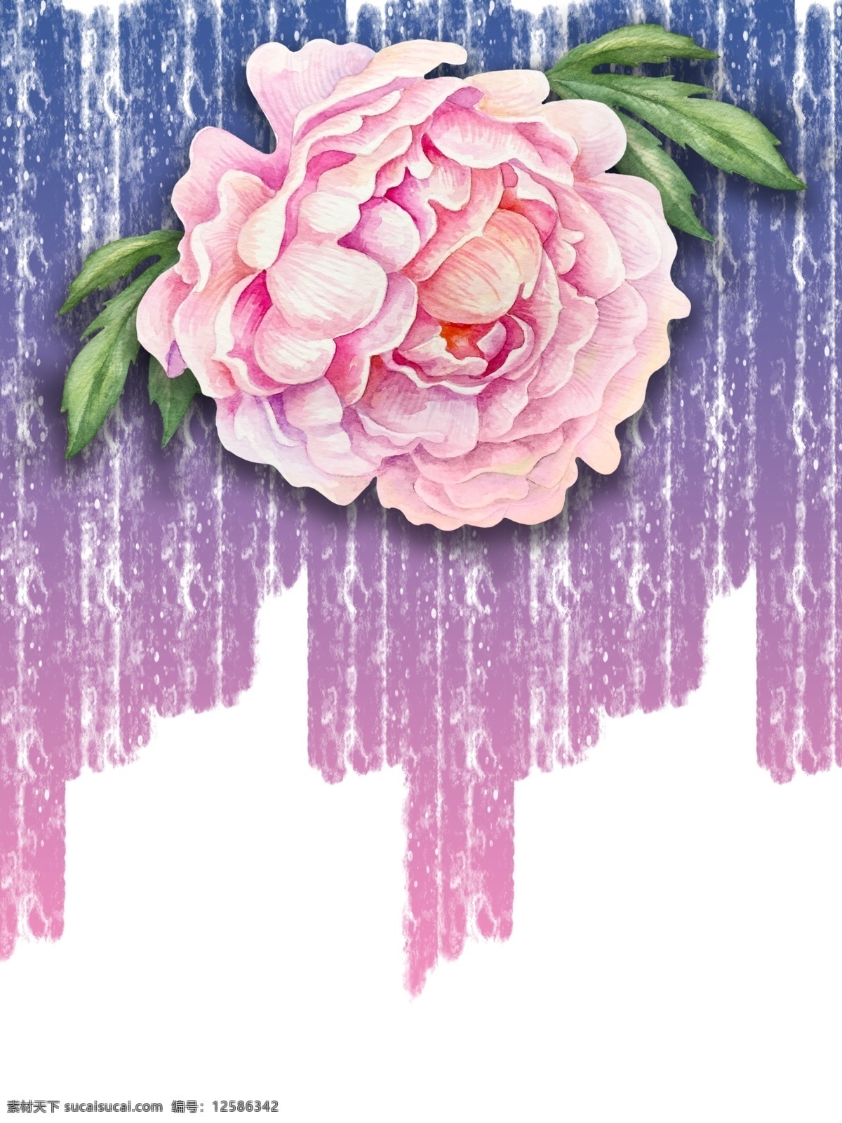 简约 渐变 手绘 水彩 花朵 浪漫 创意 装饰画 手绘花朵 玫瑰花 立体