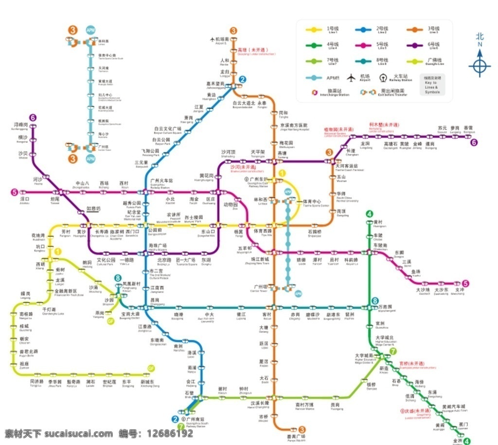 2017 广州 地铁 线路图 矢量图 广州地铁线路 广州地铁7号 广州地铁矢量 广州地铁 现代科技 交通工具