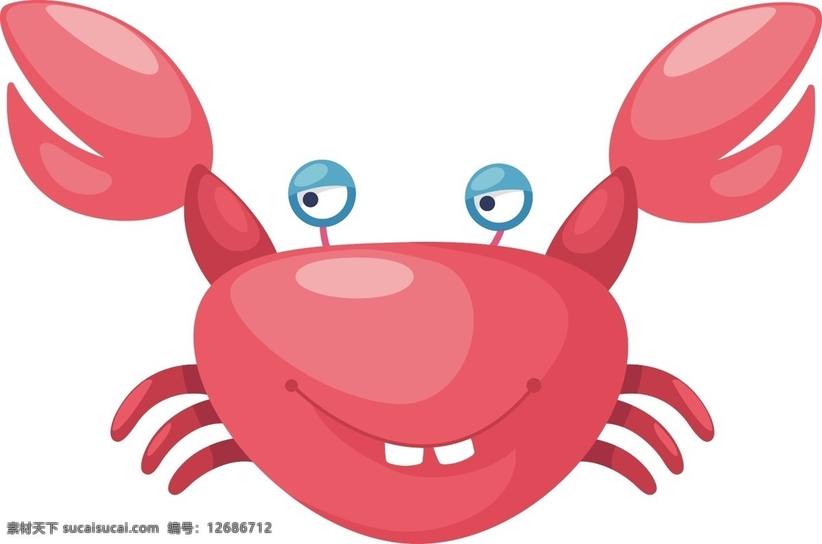 大闸蟹 卡通 动物 螃蟹 可爱 装饰 促销 元素 手绘 食物