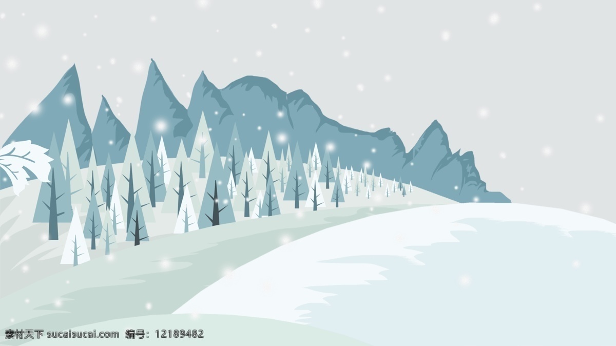 中国 风 彩绘 冬雪 小雪 背景 冬季 卡通 可爱 大雪 大雪节气 传统节气 小雪节气