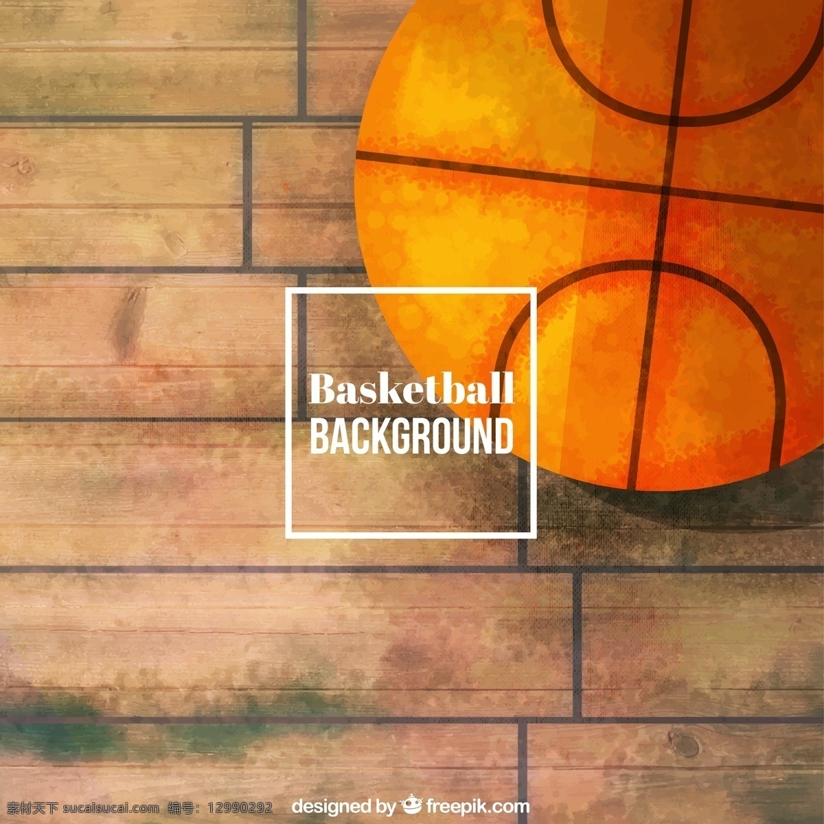 彩绘 地板 上 篮球 矢量 背景 底纹 蓝球 木板 时尚 运动