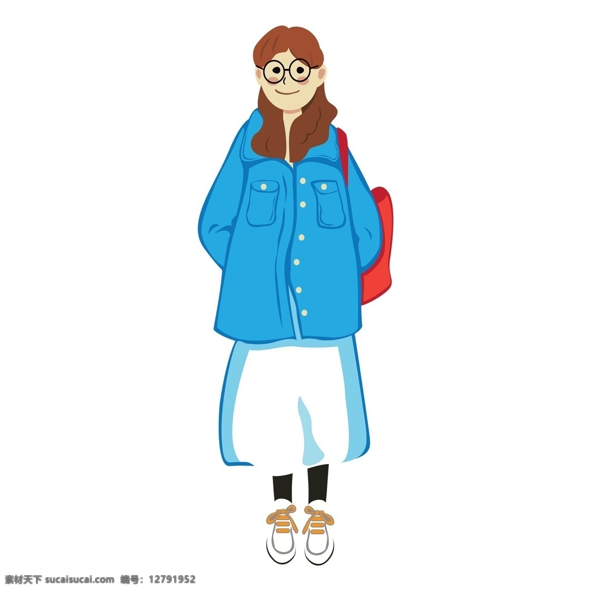可爱 风 长发 女孩 插画 人物 元素 唯美 插画元素 png元素 清新 女孩设计元素 可爱风 生物静物