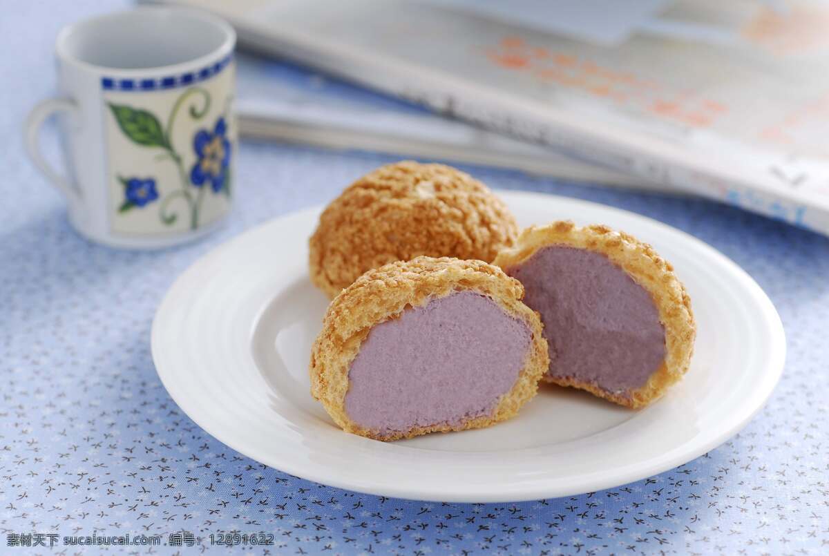 香芋泡芙 蛋糕 西点 甜品 泡芙 美味 香芋 西餐美食 餐饮美食