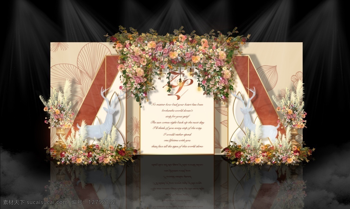 泰系婚礼设计 秋色主题婚礼 橙色婚礼 泰系婚礼 婚礼舞台设计 秋色迎宾区 分层