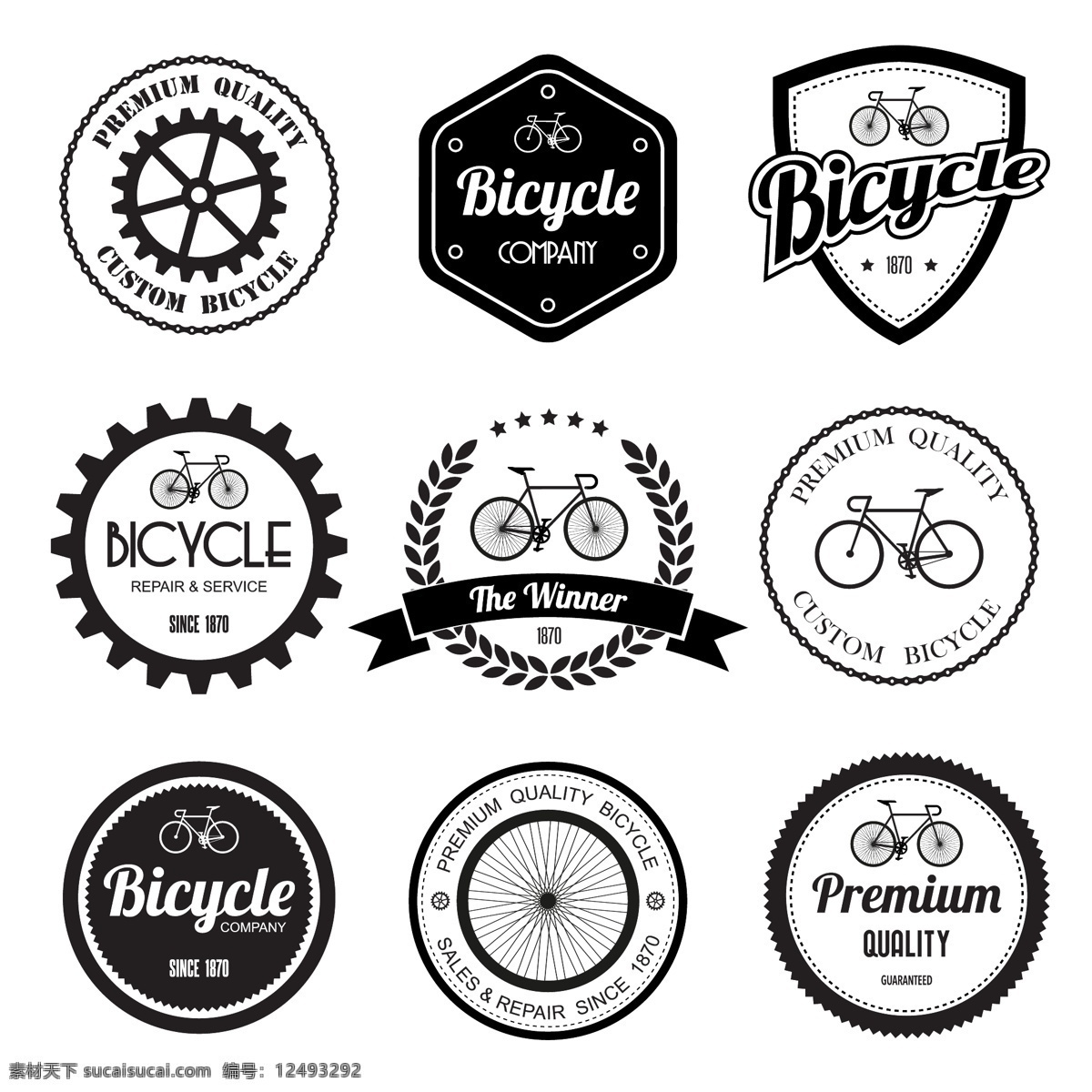自行车 主题 黑白 标签 自行车主题 黑白标签 标志图标 矢量素材 白色