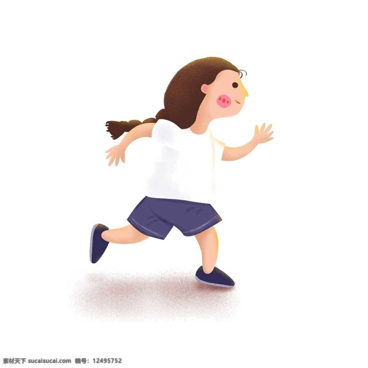 奔跑 可爱 小女孩 卡通 元素 跑步 运动 休闲