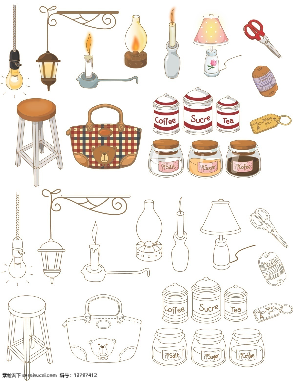 手绘 家庭用品 图标 矢量图 其他矢量图