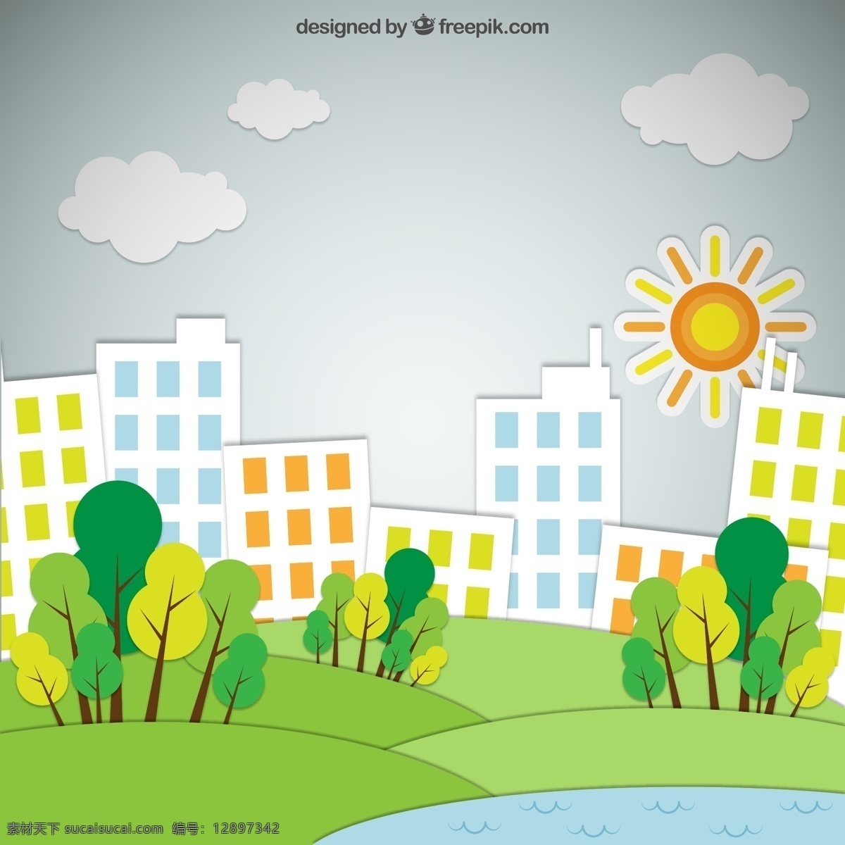 房屋 绿树 剪贴 画 房屋绿树 剪贴画 楼房 建筑 树林 树木 太阳 云朵 风景剪贴画 湖泊