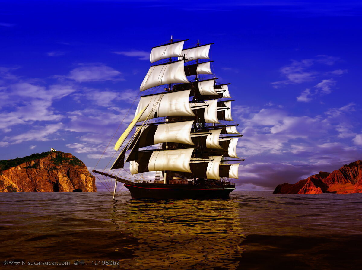 美丽 海上 大 帆船 高清 大帆船 船 海景 海面 蓝天