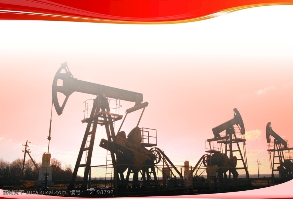 井架图片 油田 展板 油井 井架 海报 延长石油 红色背景 展板模板