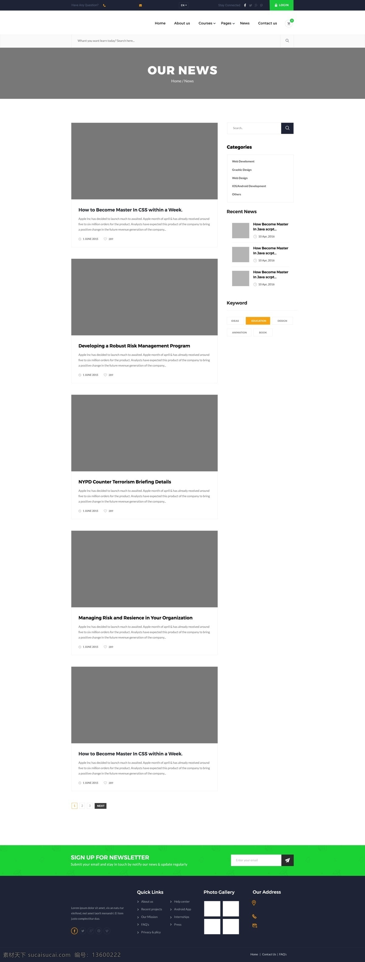 黑色 经典 教育 博客 主页 列表 页 博客模板 博客设计 博客装修