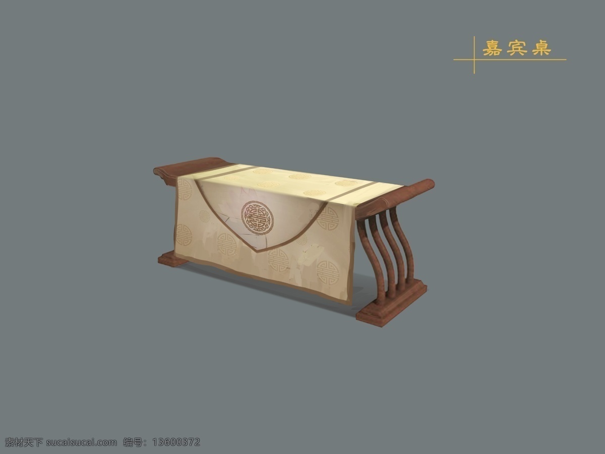 动漫桌子设计 2维 中国风 桌布 木桌 cg