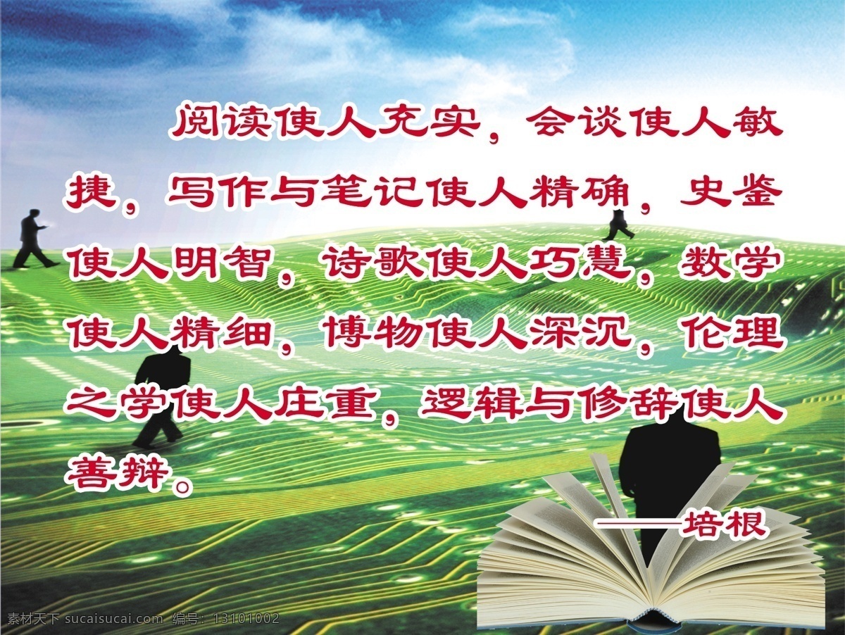 分层 蓝天 蓝天绿地 人物 书本 田野 校园文化 学校展板 阅读展板 阅读 阅读使人充实 田埂 翻页的书 源文件 其他展板设计