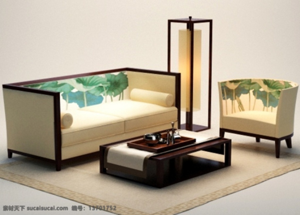 中式 沙发 3d 模型 家具 3d设计 其他模型 max
