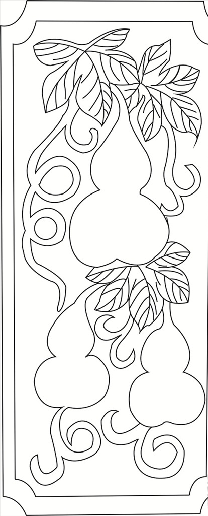 葫芦雕刻图案 葫芦 福禄 吉祥 传统 爬藤植物 蔬菜 线条 矢量 线条装饰纹样 底纹边框 花边花纹