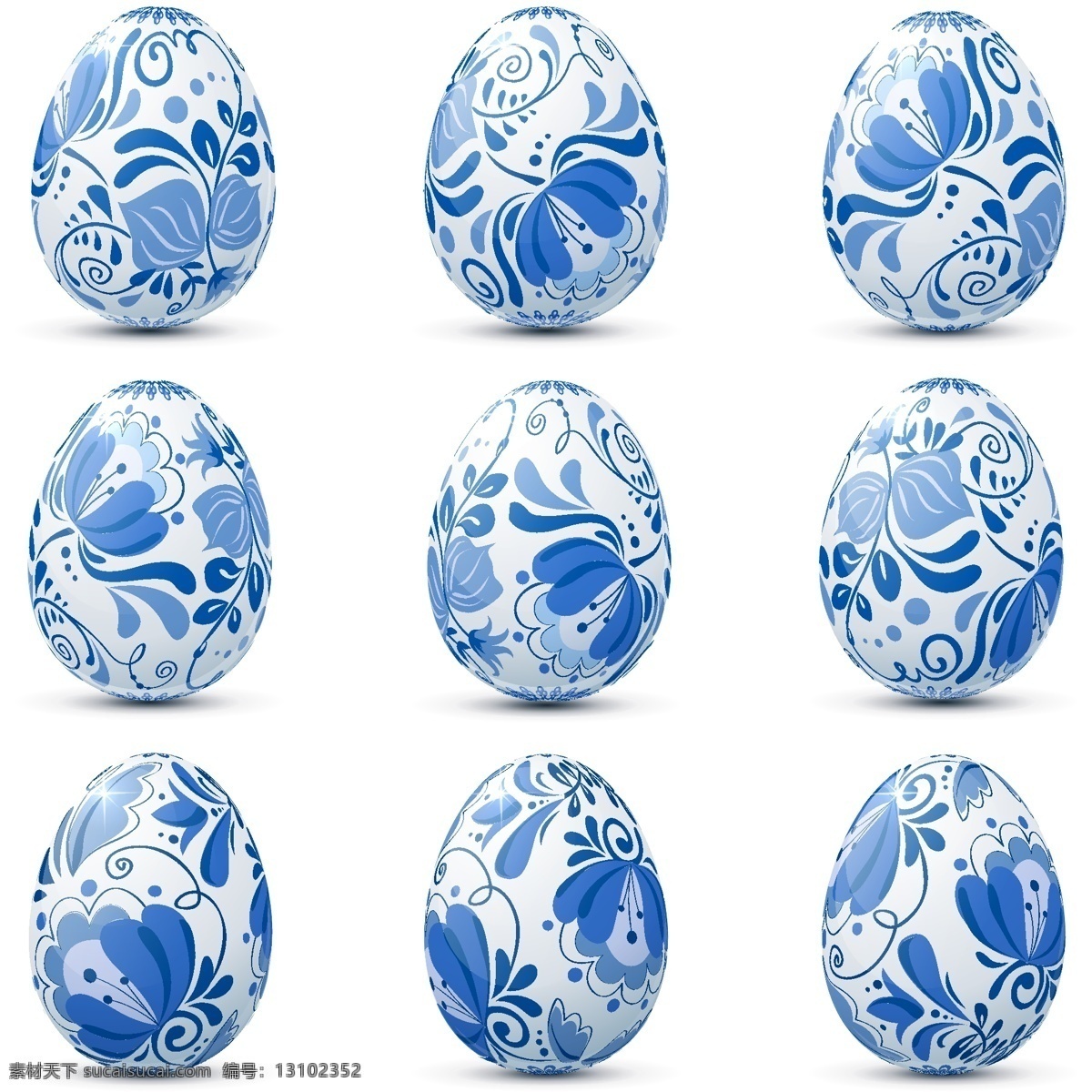 蛋 矢量 花纹 鸡蛋 青花纹 花蛋 矢量图