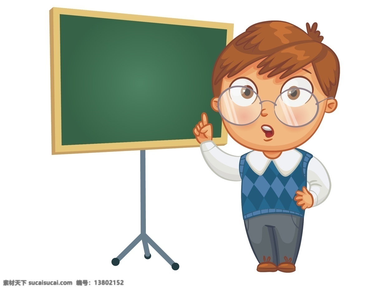 卡通 黑板 讲学 元素 小清新 眼镜 学生 手绘 讲课 ai元素 矢量元素