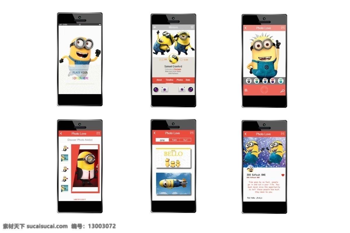 卡通 界面 小黄 人手 机界面 app