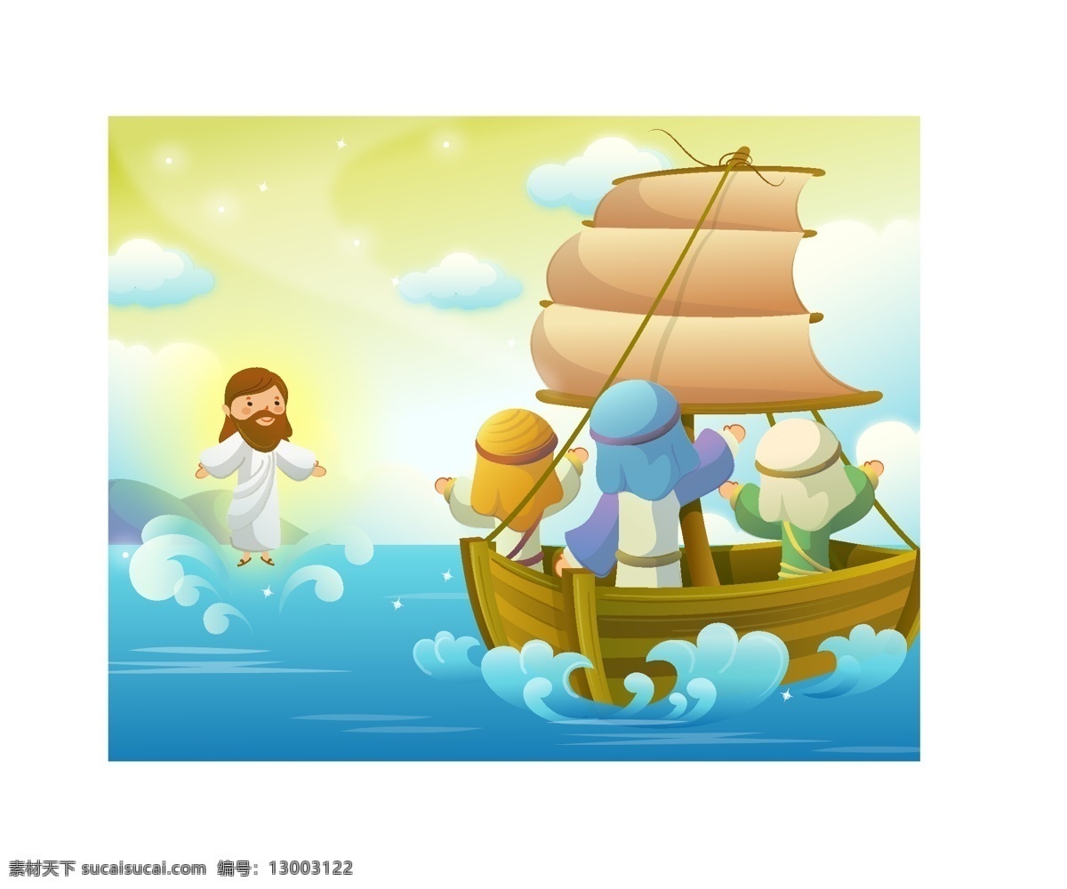 海面上的神父 帆船 海面 神父 浪花 白色