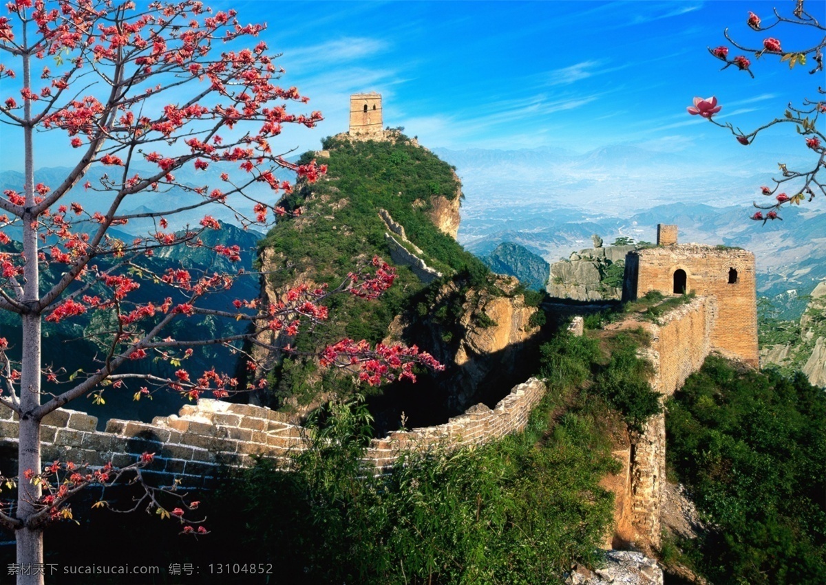 分层 长城 风景 风景画 红叶 蓝天白云 源文件库 装饰画 遗址 模板下载 长城遗址 家居装饰素材 山水风景画