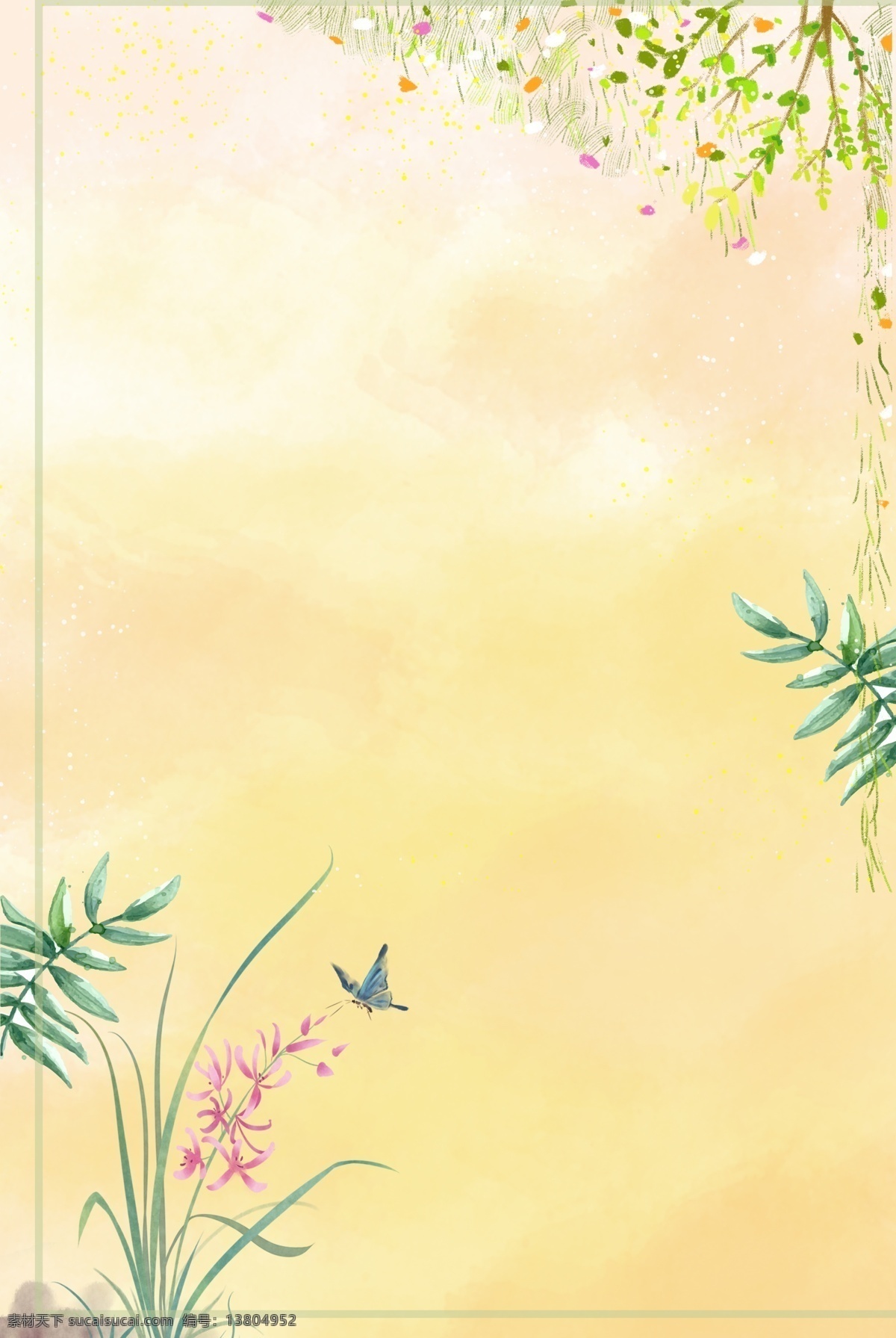 手绘花卉背景 唯美 花花 清新 简约 质感 纹理 手绘