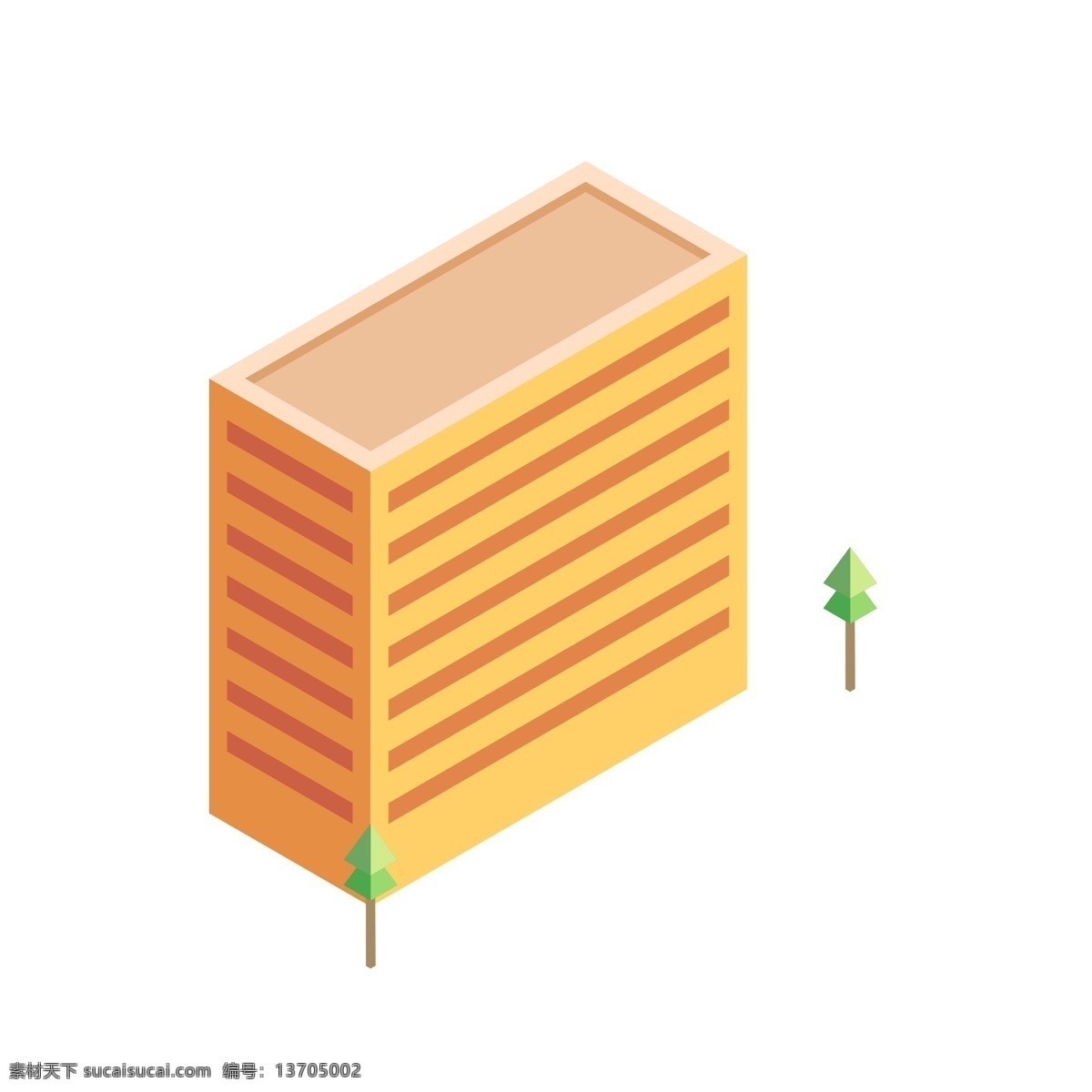 立体 建筑 高楼大厦 2.5d房子 黄色建筑
