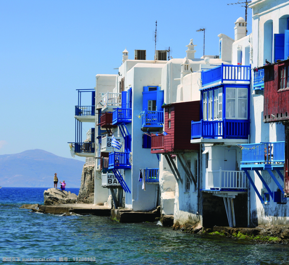 地中海边 爱琴海 房屋 海水 天空 希腊 国外旅游 旅游摄影