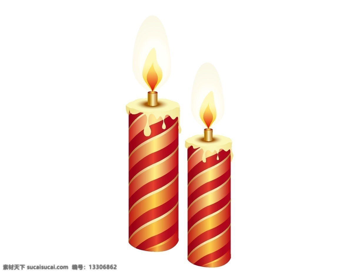 矢量 彩色 条纹 蜡烛 元素 红色 火焰 燃烧 ai元素 免扣元素