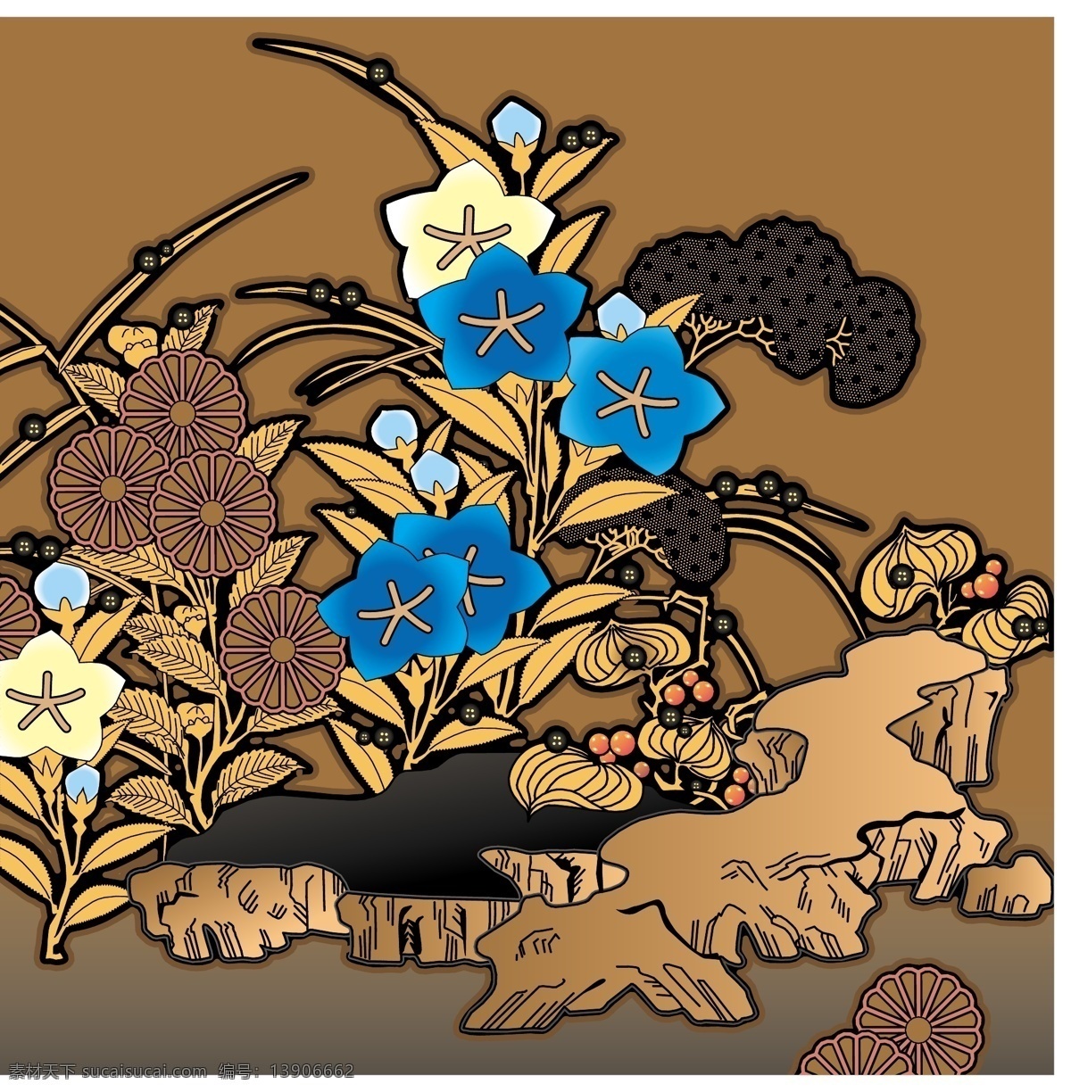 日本 传统 花卉 植物 图案 矢量 精美素材 特色素材 底纹边框 花纹花边 精致 典藏 花纹 系列 矢量图库 駏 絕 盗 蝂