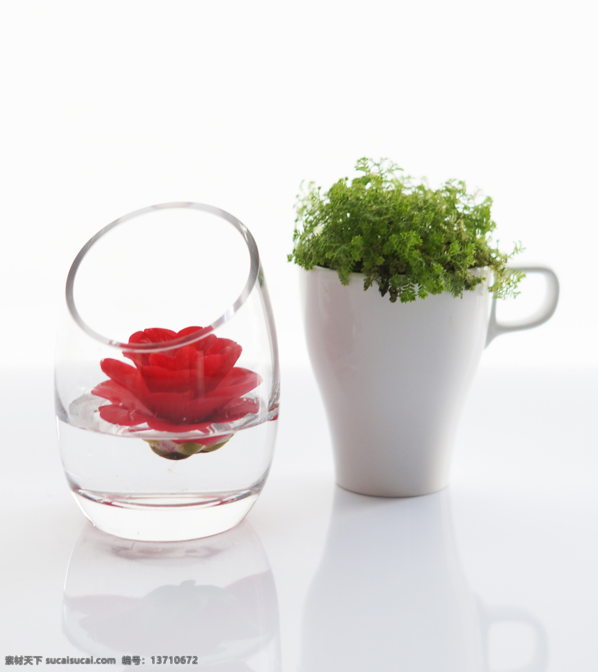 水中 花 杯子 玻璃瓶 红花 花草 绿色植物 生物世界 水中花 纯白 小清新 矢量图 日常生活