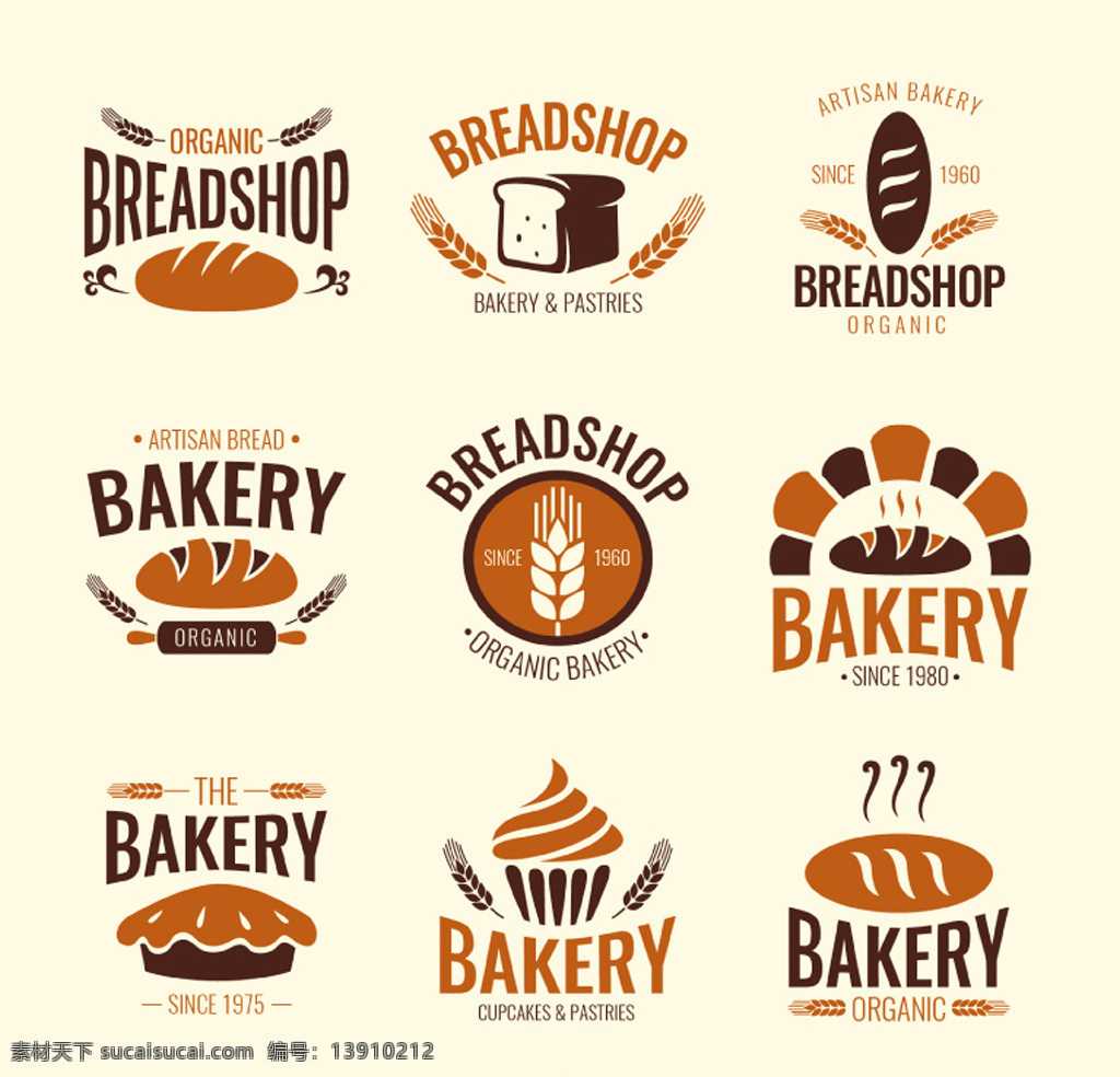 面包 烘焙 标签 矢量 蛋糕 甜点 logo 白色