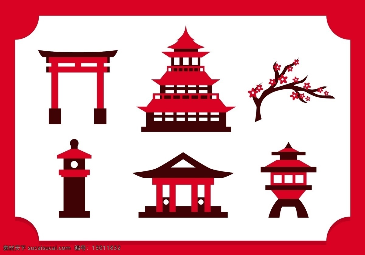 建筑标志 建筑 印花 阁楼 房子 白色