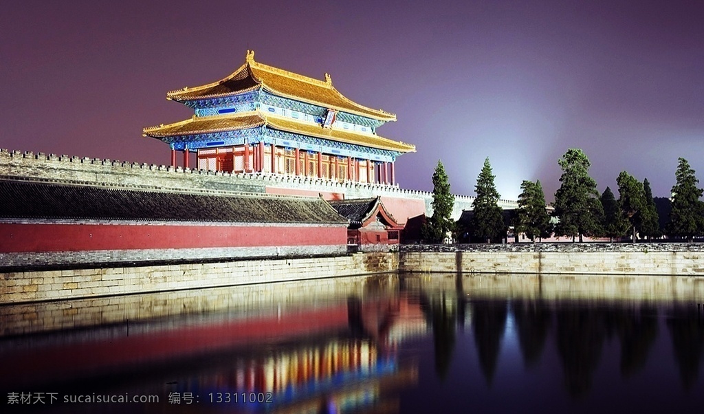 紫禁城 北京 城市 故宫 中国 大楼 照明 地标 夜景 繁华 都市 大都市 建筑 灯光 灯火通明 道路 岛瞰 航拍 高楼大厦 全景 城门 自然景观 建筑景观