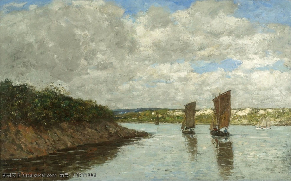 大师 画家 风景画 静物 油画 建筑 装饰画 bay the boats sailing bretagne boudin eugene 人物 高清 西方 国外 现代 家居装饰素材
