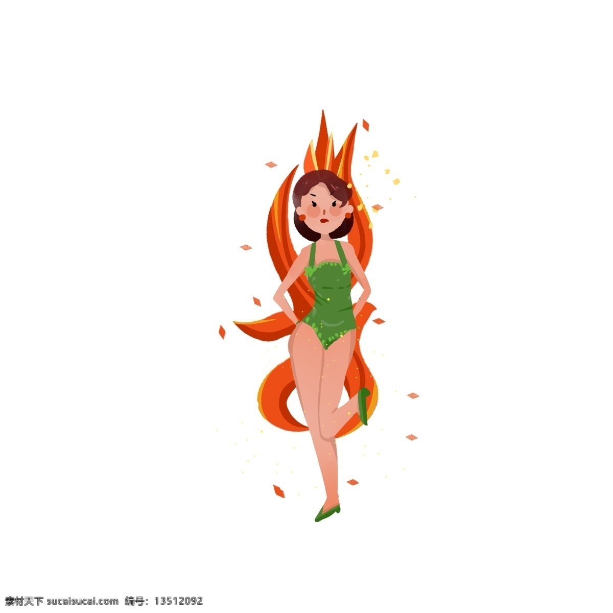 巴西 狂欢节 人物 女人 舞者 插画 元素