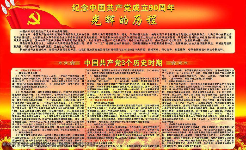党微 国旗 夕阳 向日葵 展板模板 中国共产党 党 光辉历程 展板 矢量 模板下载 纪念 成立 周年 历史时期 红色画面 其他展板设计