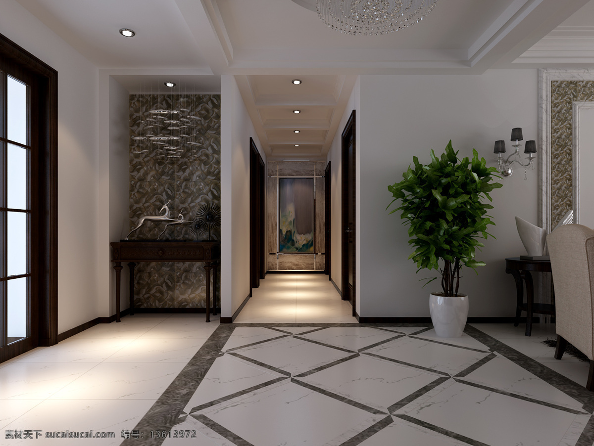 门厅 地板砖 过道 环境设计 简约风格 门 室内设计 玄关 家居装饰素材