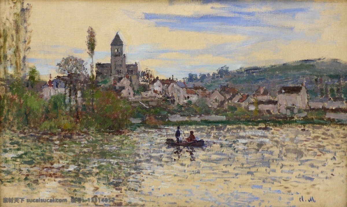 风景 建筑 田园 植物 水景 印象 画派 写实主义 油画 装饰画 vetheuil at seine the 装饰素材