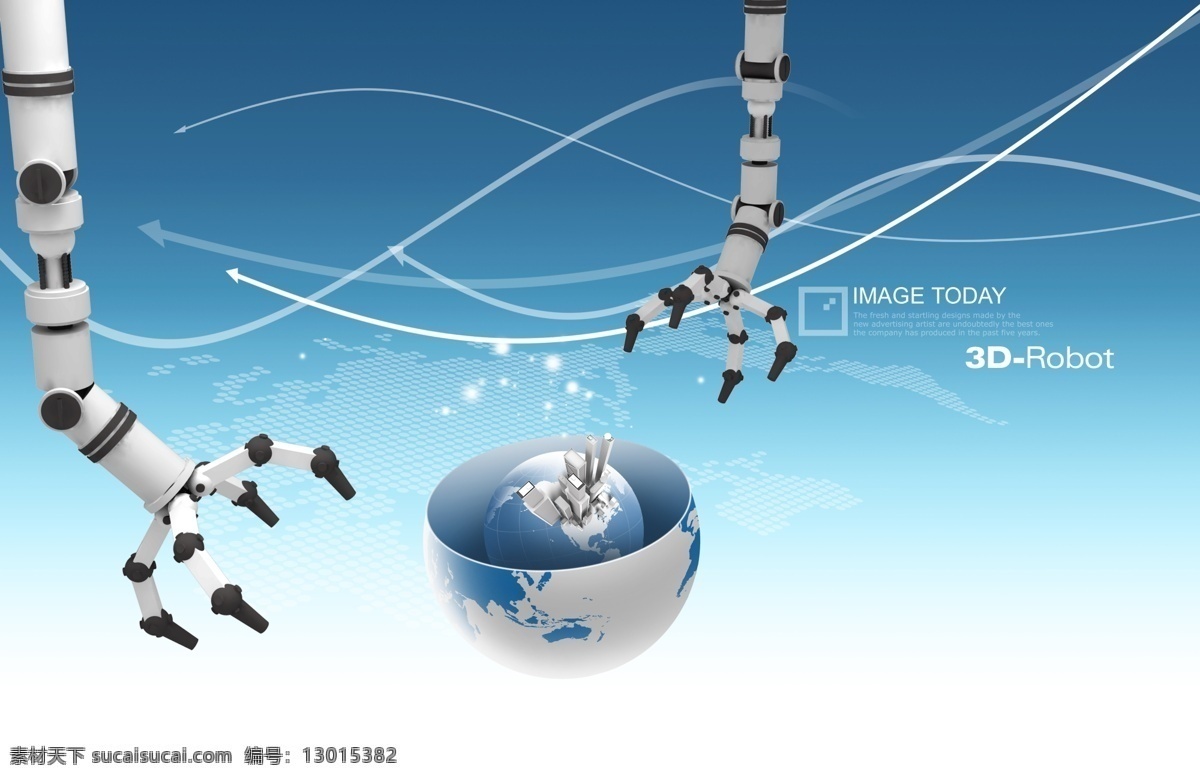 机器 手臂 箭头 地图 分层 韩国素材 创意设计 商务 商业 科技 机器手臂 机械 曲线 线条 地球 世界地图 蓝色 建筑物 楼房 大楼 白色