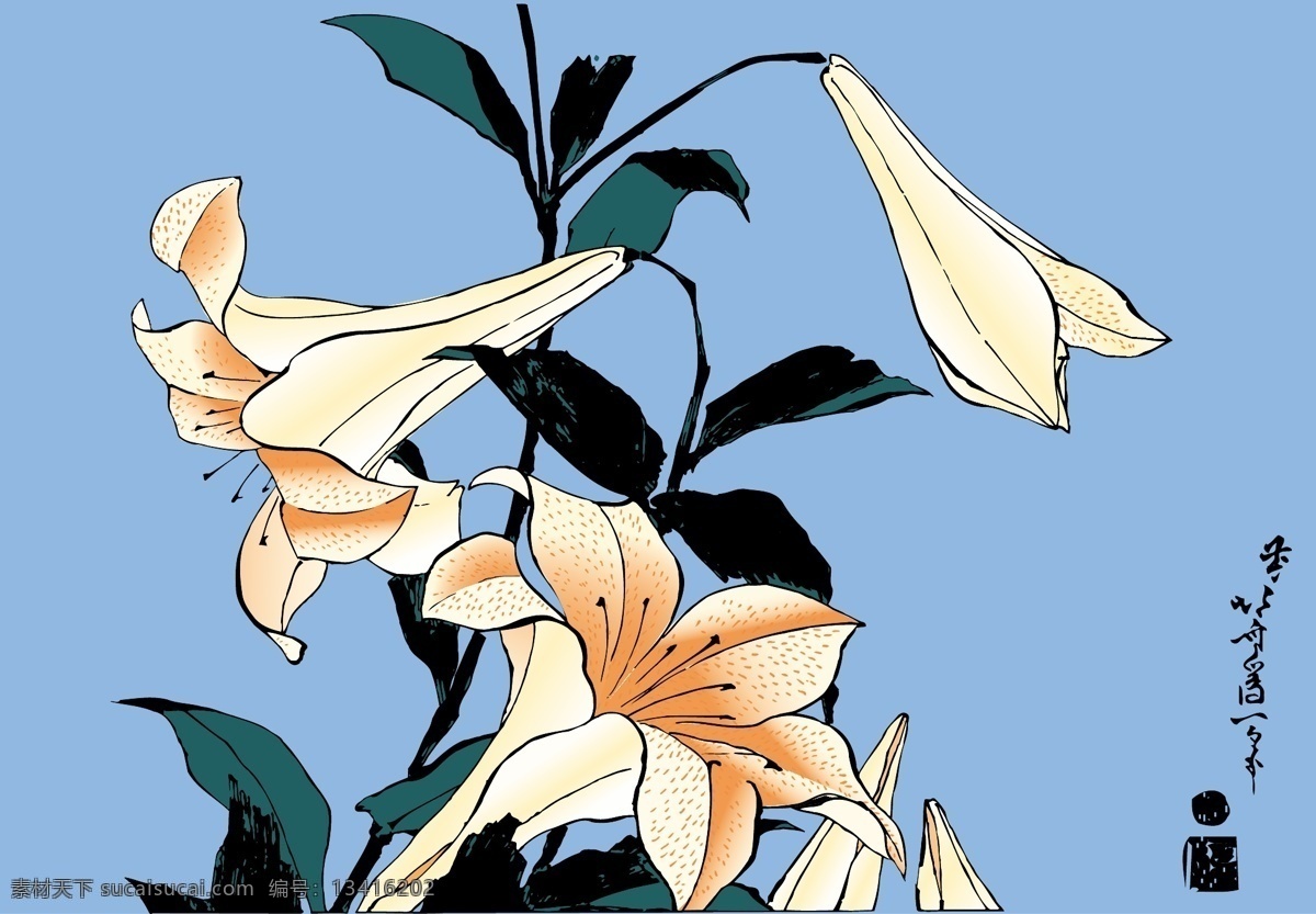 矢量 画作 百合 矢量边框花纹 矢量花纹素材 矢量图库 矢量画作百合 花纹花边
