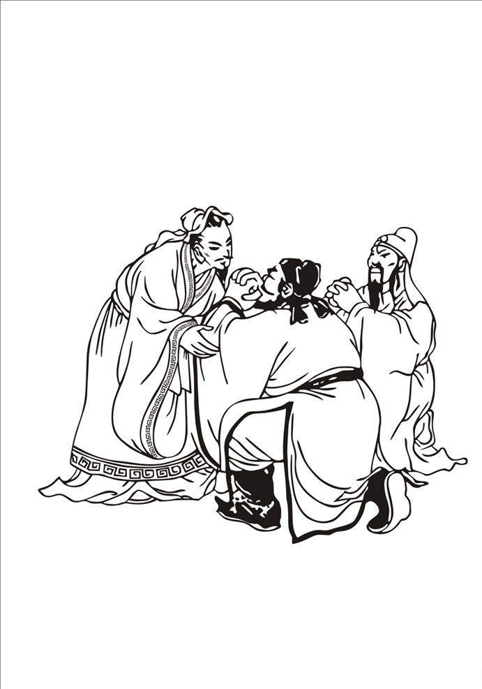 桃园结义 三国人物 国画 人物 传统纹样 民间故事 传统文化
