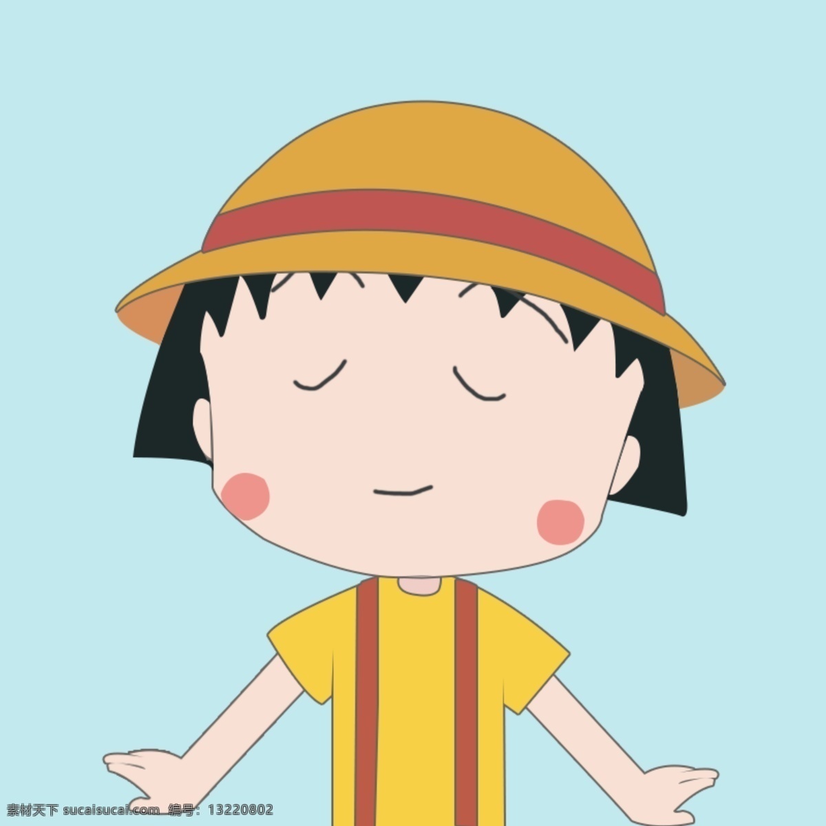 卡通 小 丸子 分层 手绘 小丸子 女孩 可爱 简单 大图 简约 樱桃小丸子 萌 纯色 动漫动画 动漫人物